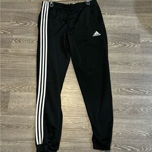 Adidas Tiro Black Joggers with White Stripes on one side - zipped pockets